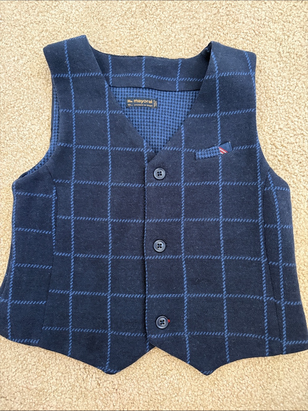 Mayoral Navy Blue Windowpane Kids Vest
